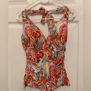 Ralph Lauren Tankini Swim Top•Halter Neckline•Slimming Fit•Sz.8•NWT